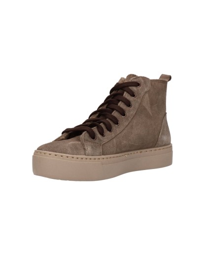 Natural World 6220 Scarpa Donna Stringata In Pelle, Colore Moca, Tacco Piatto, Larghezza Normale